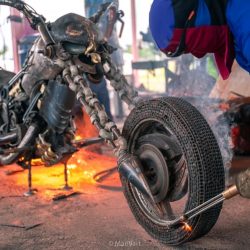 027 Ghost rider motorcycle scrap metal sculp