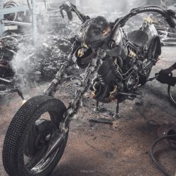 Ghost rider motorcycle sculpture